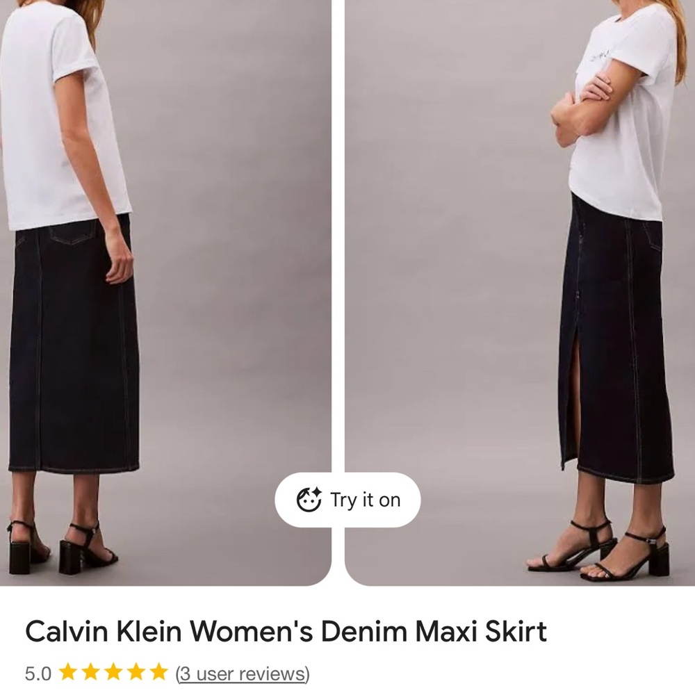 Calvin Klein Women's Dark Blue Denim Maxi Skirt